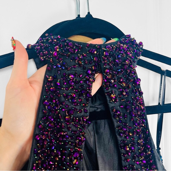 Sherri Hill Ombre Fully Beaded Two Piece Jumpsuit Set Crop Top & Pants 8 32306 - Picture 6 of 15